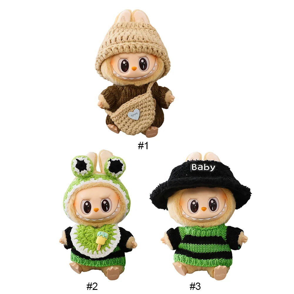 17cm Cute Mini Plush Doll's Clothes Outfit Accessories For Korea Kpop Exo Labubu V1 V2 Idol Doll Sitting Party Clothing DIY Gift