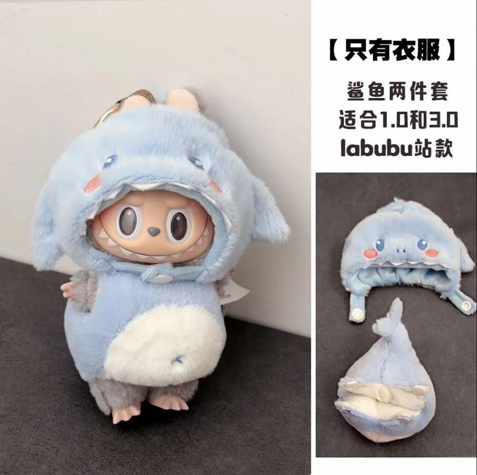 17cm Cute Mini Plush Doll's Clothes Outfit Accessories For Korea Kpop Exo Labubu Idol Dolls Bee/Shark Suit Clothing DIY Kid Gift