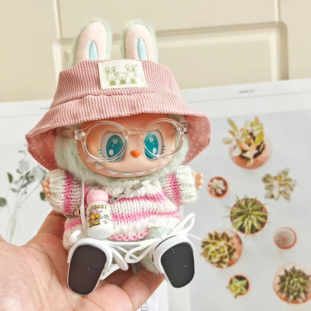 17cm Labubu I II Idol Dolls Cute Mini Plush Doll'S Clothes Korea Kpop Exo Idol Dolls Overalls Clothing DIY Accessories Gifts