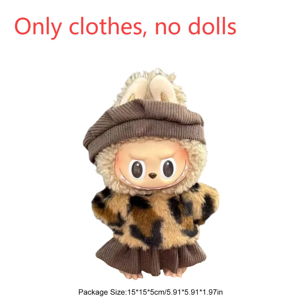 17cm Mini Plush Doll'S Clothes Outfit Accessories For Korea Kpop Exo Labubu I II Idol Dolls sit party overalls Clothing Gift