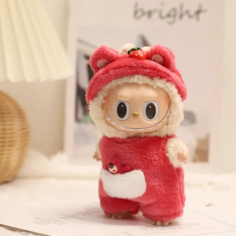 17cm Cute Mini Plush Doll'S Clothes Outfit Accessories For Korea Kpop Exo Labubu Idol Dolls donut overalls Clothing DIY Kid Gift