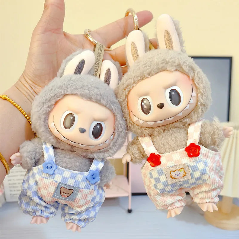 17cm Cute Mini Plush Doll'S Clothes Outfit Accessories For Korea Kpop Exo Labubu Idol Dolls donut overalls Clothing DIY Kid Gift