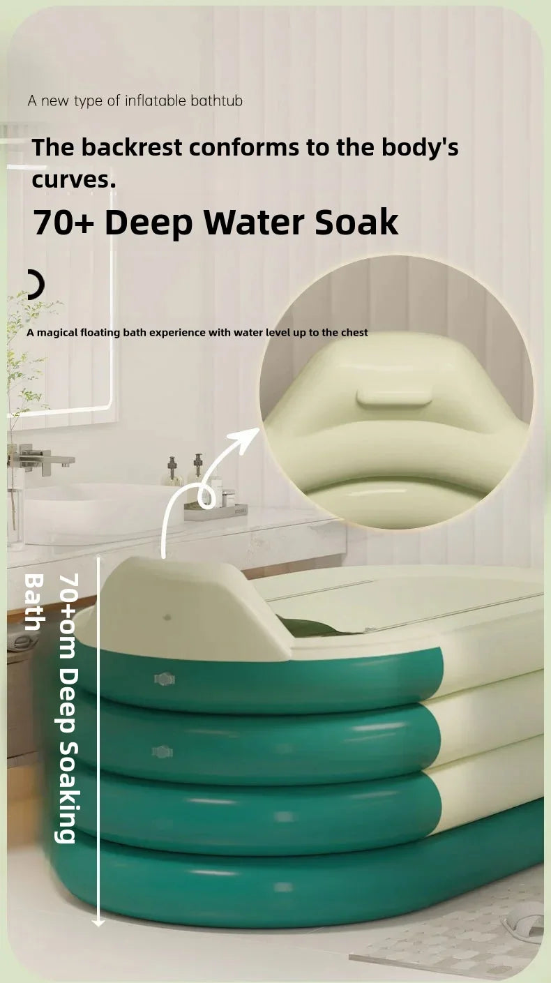 Bathing Bucket for Adults, Inflatable Bathtub, Thickened and Foldable Full Body Sitting Bathtub Sweat Steaming Medicine Bath
