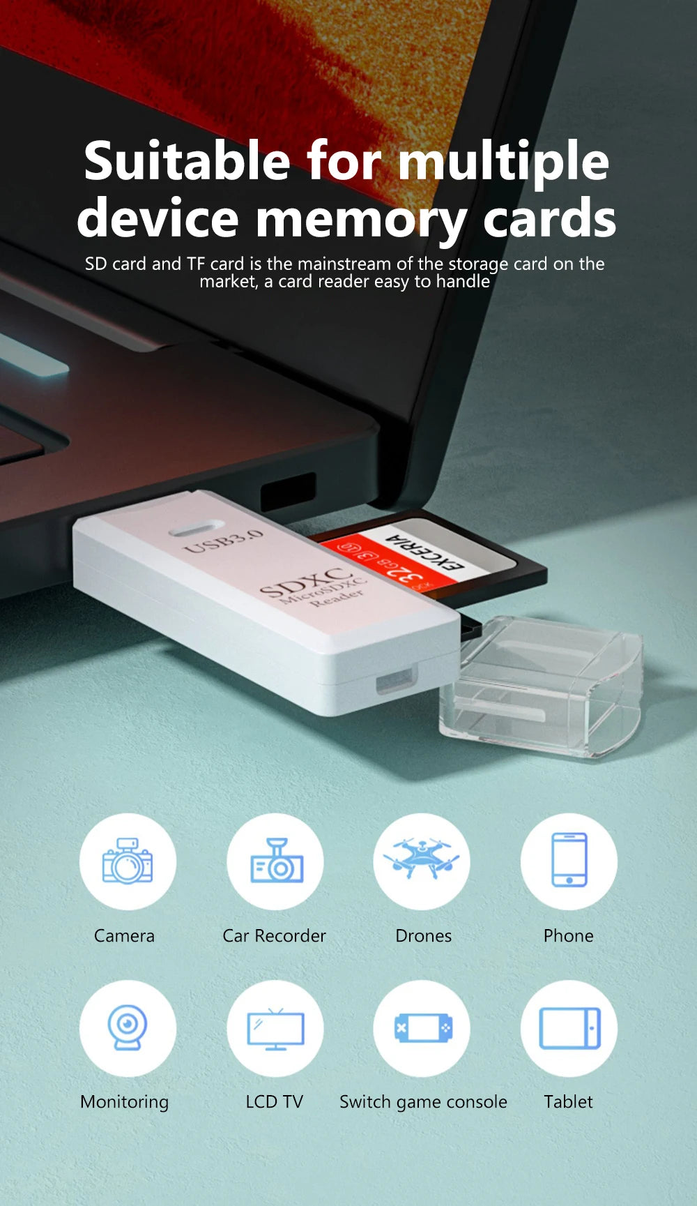 2 in 1 USB 3.0 Card Reader Micro TF sd card Reader usb adapter High Speed Cardreader TF Memory card For PC Laptop Accessories