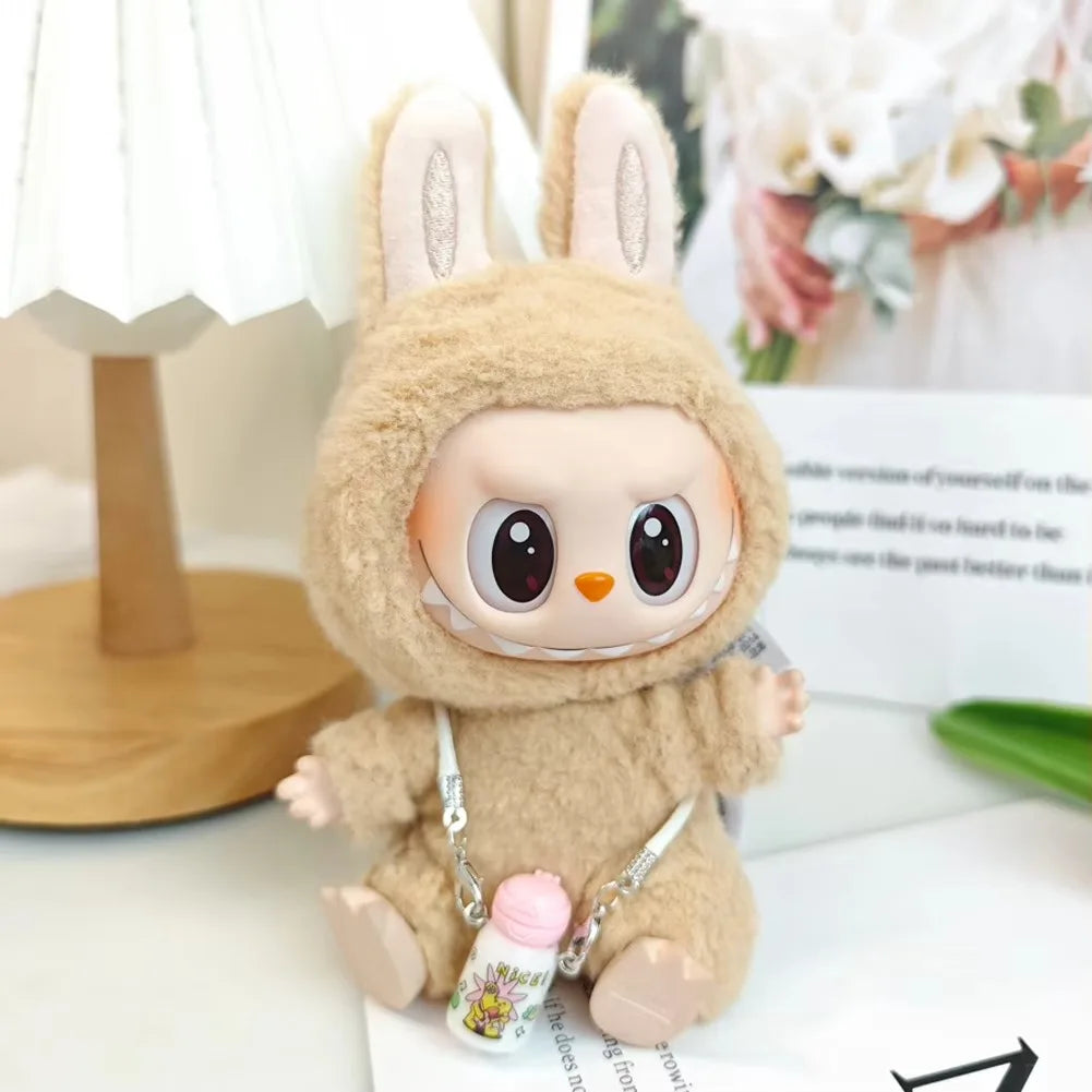 17cm Labubu I II Idol Dolls Cute Mini Plush Doll'S Clothes Korea Kpop Exo Idol Dolls Overalls Clothing DIY Accessories Gifts