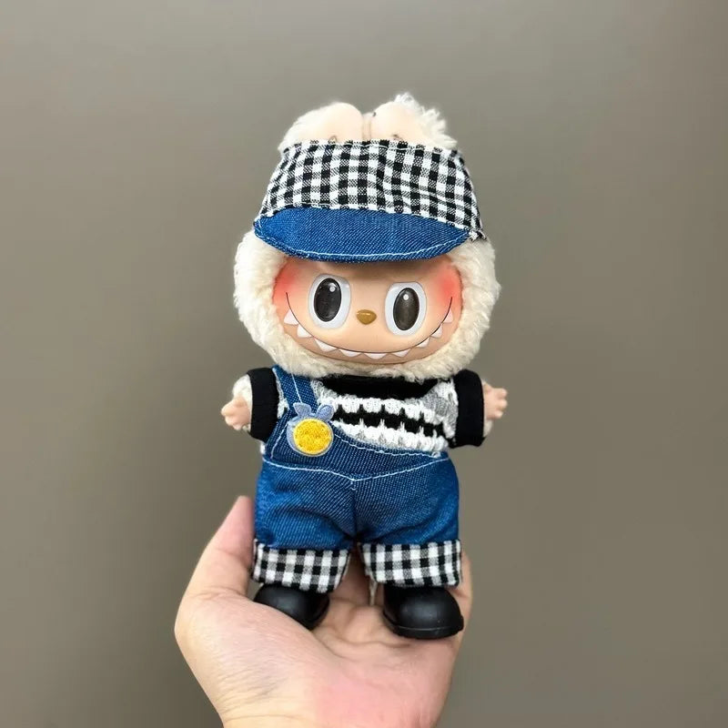 17cm Mini Plush Doll'S Clothes Outfit Accessories For Korea Kpop Exo Labubu I II Idol Dolls sit party overalls Clothing Gift