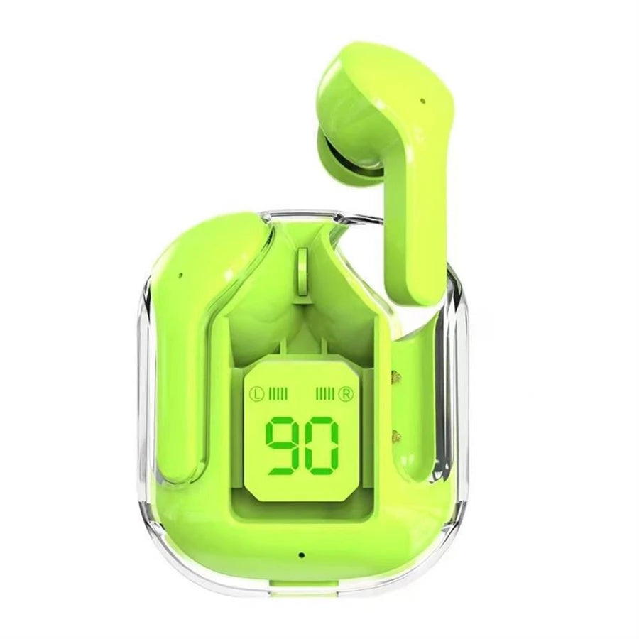 Original T2 Wireless Bluetooth Earphone Transparent HIFI Headphones LED Power Digital Display Stereo Sound Earphones for Phone