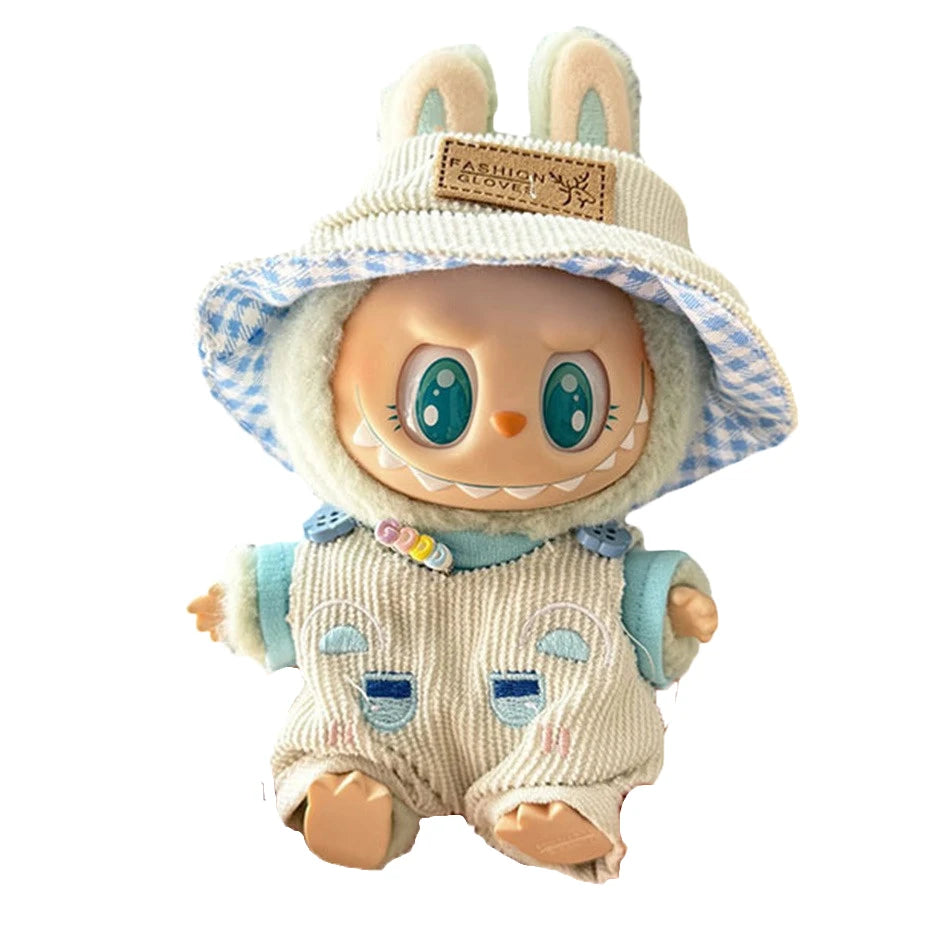 17cm Cute Mini Labubu Plush Doll'S Clothes Outfit Accessories For Korea Kpop Exo Idol Dolls Skirt Hat Clothing DIY Kids Gift