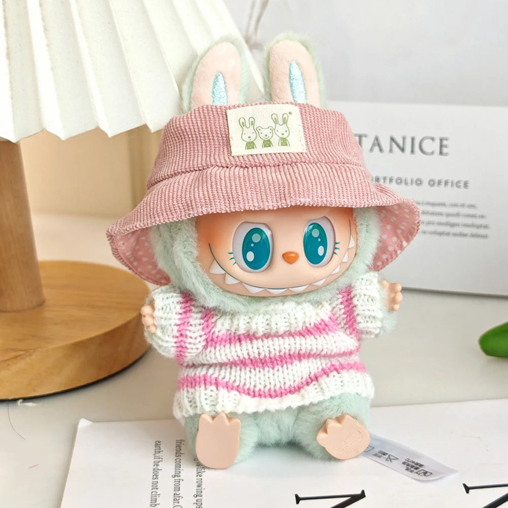 17cm Labubu I II Idol Dolls Cute Mini Plush Doll'S Clothes Korea Kpop Exo Idol Dolls Overalls Clothing DIY Accessories Gifts