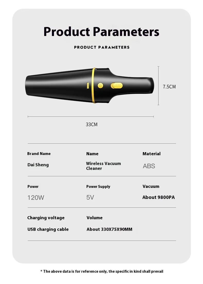 Portable Wireless Car Vacuum Cleaner Rechargeable Household Dual-Use Small High-Power Car Dedicated Powerful Handheld