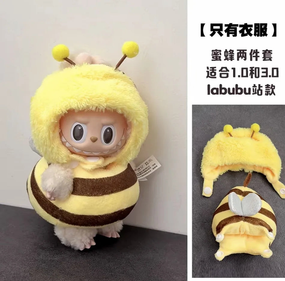 17cm Cute Mini Plush Doll's Clothes Outfit Accessories For Korea Kpop Exo Labubu Idol Dolls Bee/Shark Suit Clothing DIY Kid Gift