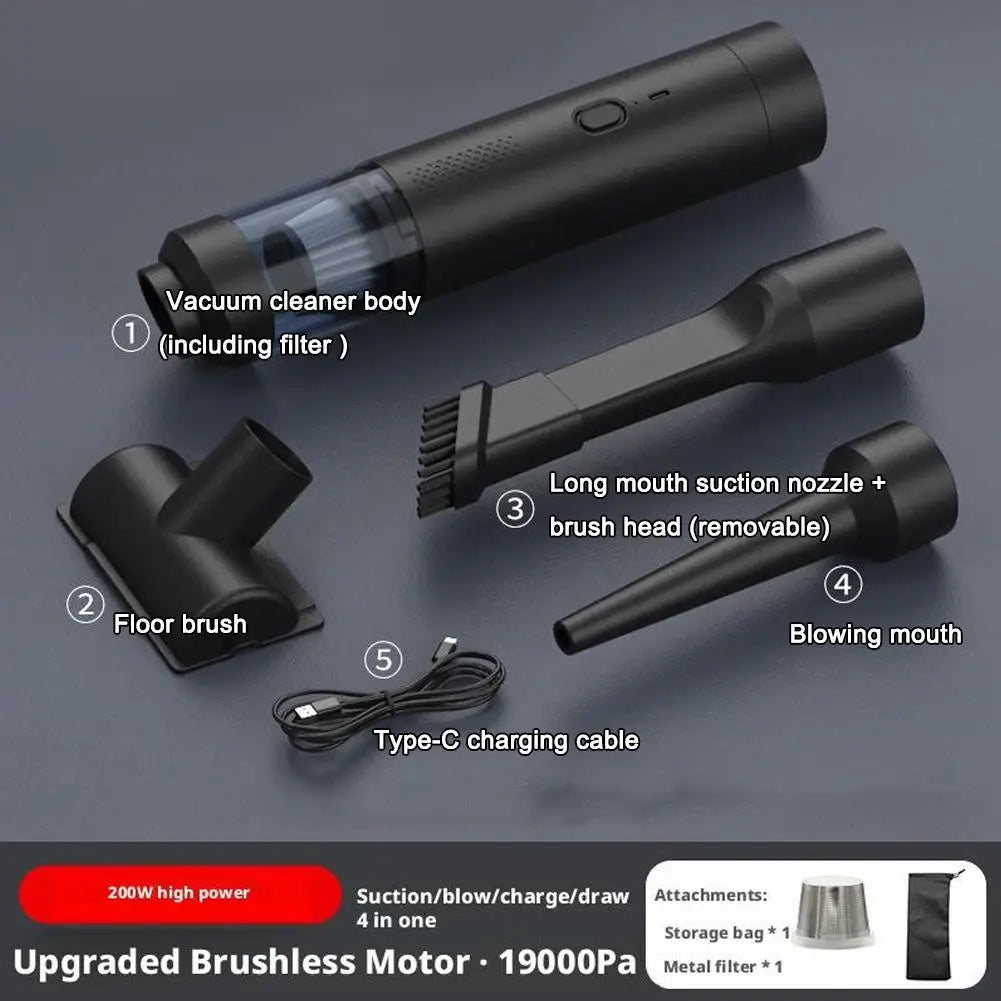 Portable Car Wireless  Vacuum Cleaner Multi-functional Handheld Powerful Suction Quick Cleaning For Auto Home Pet Office