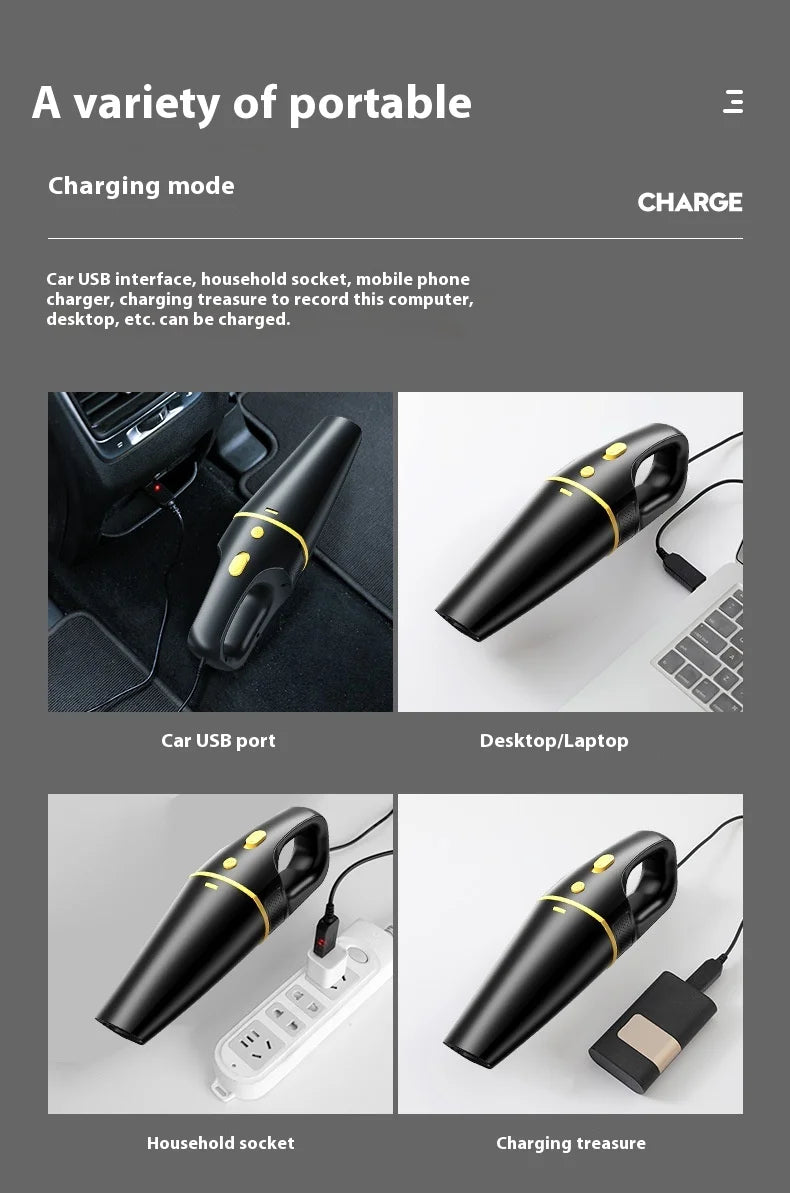 Portable Wireless Car Vacuum Cleaner Rechargeable Household Dual-Use Small High-Power Car Dedicated Powerful Handheld