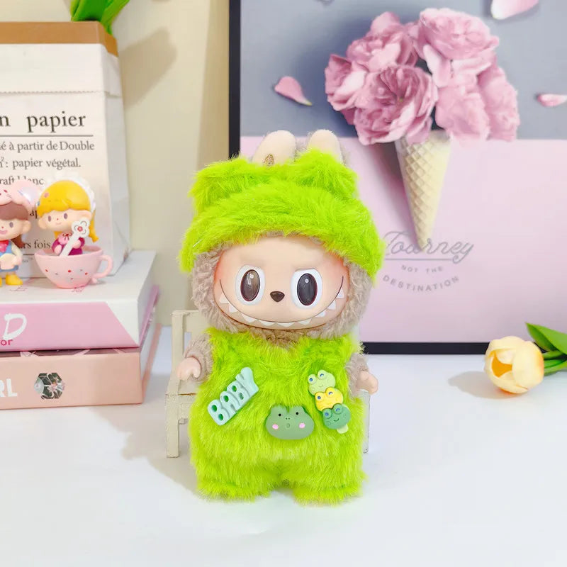17cm Cute Mini Plush Doll'S Clothes Outfit Accessories For Korea Kpop Exo Labubu Idol Dolls donut overalls Clothing DIY Kid Gift