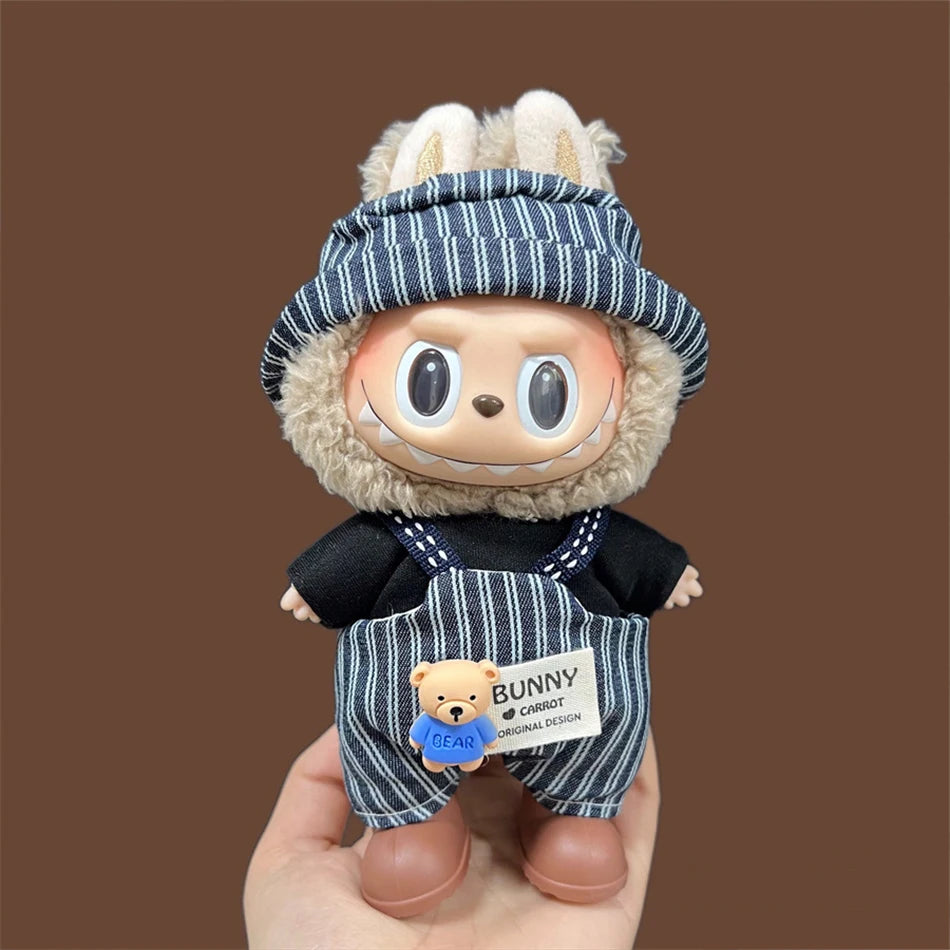 17cm Cute Mini Labubu Plush Doll'S Clothes Outfit Accessories For Korea Kpop Exo Idol Dolls Skirt Hat Clothing DIY Kids Gift
